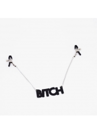 Зажимы на соски с кожаной подвеской Bitch - Crazy Handmade - купить с доставкой в Таганроге