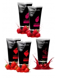Набор из 5 съедобных лубрикантов JUJU (клубника х 2, малина х 2, вишня) - JuJu - купить с доставкой в Таганроге