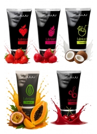 Набор из 5 съедобных лубрикантов JUJU (клубника, малина, тропические фрукты, вишня, кокос) - JuJu - купить с доставкой в Таганроге