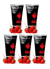 Набор из 5 съедобных лубрикантов JUJU со вкусом клубники - JuJu - купить с доставкой в Таганроге Набор из 5 съедобных лубрикантов JUJU со вкусом клубники - JuJu - купить с доставкой в Таганроге