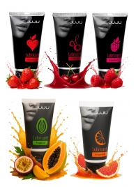 Набор из 5 съедобных лубрикантов JUJU (клубника, малина, тропические фрукты, вишня, грейпфрут) - JuJu - купить с доставкой в Таганроге