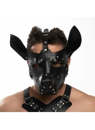 Черная кожаная маска «Собака» - Crazy Handmade - купить с доставкой в Таганроге
