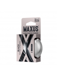 Черные утолщенные презервативы MAXUS Extra Strong с железным кейсом - 3 шт. - Maxus - купить с доставкой в Таганроге