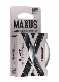 Черные утолщенные презервативы MAXUS Extra Strong с железным кейсом - 3 шт. - Maxus - купить с доставкой в Таганроге