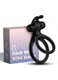 Черное эрекционное виброкольцо с подхватом мошонки Stay Hard - Boys of Toys - в Таганроге купить с доставкой