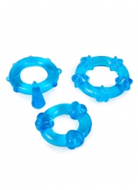 Набор из 3 синих эрекционных колец с различным рельефом - Erowoman-Eroman - в Таганроге купить с доставкой Набор из 3 синих эрекционных колец с различным рельефом - Erowoman-Eroman - в Таганроге купить с доставкой