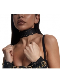 Черный ажурный чокер с золотистой фурнитурой - Crazy Handmade - купить с доставкой в Таганроге