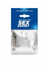 Прозрачное эрекционное кольцо с шариками и шипами - Sex Expert - в Таганроге купить с доставкой