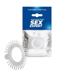 Эластичное эрекционное кольцо с шипиками и шариком - Sex Expert - в Таганроге купить с доставкой