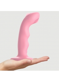 Розовая насадка-стимулятор Strap-On-Me Tapping Dildo Wave - Strap-on-me - купить с доставкой в Таганроге