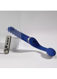 Синий безремневой страпон Multi Orgasm Bendable Strap-On size L с клиторальной стимуляцией - Strap-on-me - купить с доставкой в Таганроге