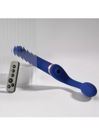 Синий безремневой страпон Multi Orgasm Bendable Strap-On size XL с клиторальной стимуляцией - Strap-on-me - купить с доставкой в Таганроге