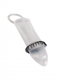 Закрытая насадка на пенис с подхватом мошонки и стимулирующими «ресничками» - Sextaz - в Таганроге купить с доставкой