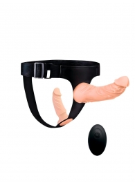 Женский страпон с 2 насадками, вибрацией и пультом ДУ - Erowoman-Eroman - купить с доставкой в Таганроге