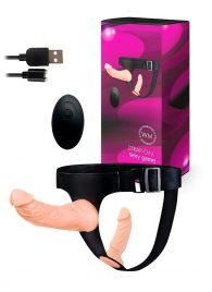 Женский страпон с 2 насадками, вибрацией и пультом ДУ - Erowoman-Eroman - купить с доставкой в Таганроге