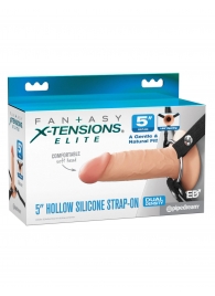 Телесный пустотелый фаллопротез 5’’ Hollow Silicone Strap-On - 14 см. - Pipedream - купить с доставкой в Таганроге