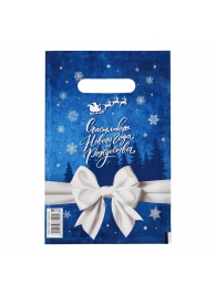 Сине-белый подарочный новогодний пакет с вырубной ручкой (20х30 см) - Сима-Ленд - купить с доставкой в Таганроге