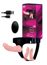 Женский страпон с 3 насадками и вибрацией - Erowoman-Eroman - купить с доставкой в Таганроге