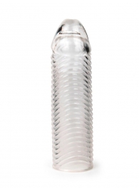 Прозрачная закрытая насадка на пенис с ребрышками - 16 см. - Sex Expert - в Таганроге купить с доставкой