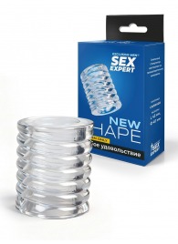 Прозрачная сквозная насадка на пенис с ребрышками - Sex Expert - в Таганроге купить с доставкой