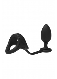 Черное эрекционное кольцо с анальной пробкой Cockstrap With Anal Plug - Dream Toys - в Таганроге купить с доставкой