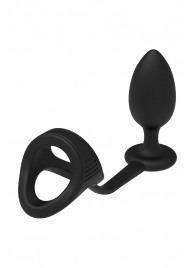 Черное эрекционное кольцо с анальной пробкой Cockstrap With Anal Plug - Dream Toys - в Таганроге купить с доставкой