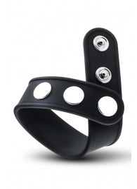 Черное эрекционное кольцо на кнопках - Blush Novelties - в Таганроге купить с доставкой