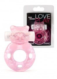 Розовое эрекционное виброкольцо в форме мишки - 1137 - в Таганроге купить с доставкой