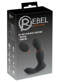 Черная анальная пробка с вибрацией, вращением и пультом ДУ RC Butt Plug with 2 Functions - Orion - в Таганроге купить с доставкой