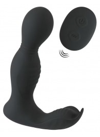 Черная анальная пробка с вибрацией, вращением и пультом ДУ RC Butt Plug with 2 Functions - Orion - в Таганроге купить с доставкой