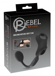 Черное виброкольцо с анальной пробкой Cock Ring with RC Butt Plug - Orion - в Таганроге купить с доставкой