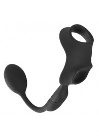 Черное виброкольцо с анальной пробкой Cock Ring with RC Butt Plug - Orion - в Таганроге купить с доставкой