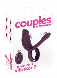 Фиолетовая насадка на член с клиторальным отростком и пультом ДУ RC Couple’s Vibrator 2 - Orion - в Таганроге купить с доставкой