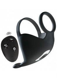 Черная вибронасадка для эрекции и стимуляции мошонки Cock ring with RC ball massager - Orion - в Таганроге купить с доставкой