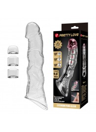 Прозрачный фаллоудлинитель с 3 вставками - 28 см. - Baile - в Таганроге купить с доставкой