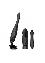 Черная секс-машина с функцией нагрева, насадками и присоской Sesh - Zalo - купить с доставкой в Таганроге