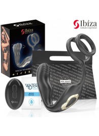 Черная анальная пробка с вращением и эрекционными кольцами - Ibiza - в Таганроге купить с доставкой