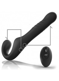 Черный безремневой страпон с вибрацией и возвратно-поступательными движениями - 24 см. - Ibiza - купить с доставкой в Таганроге
