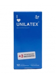 Классические презервативы Unilatex Natural Plain - 12 шт. + 3 шт. в подарок - Unilatex - купить с доставкой в Таганроге