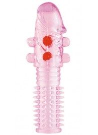 Гелевая розовая насадка с шариками и шипами - 14 см. - ToyFa - в Таганроге купить с доставкой
