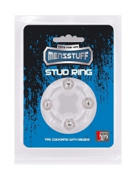 Эрекционное кольцо с 4 бусинами MENZSTUFF STUD RING CLEAR - Dream Toys - в Таганроге купить с доставкой