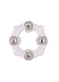 Эрекционное кольцо с 4 бусинами MENZSTUFF STUD RING CLEAR - Dream Toys - в Таганроге купить с доставкой