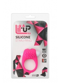 Розовое эрекционное кольцо с щеточкой LIT-UP SILICONE STIMU RING 5 - Dream Toys - в Таганроге купить с доставкой