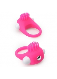 Розовое эрекционное кольцо с щеточкой LIT-UP SILICONE STIMU RING 5 - Dream Toys - в Таганроге купить с доставкой