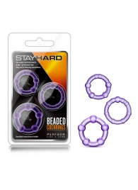 Набор из 3 фиолетовых эрекционных колец Stay Hard Beaded Cockrings - Blush Novelties - в Таганроге купить с доставкой