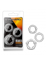 Набор из 3 прозрачных эрекционных колец Stay Hard Beaded Cockrings - Blush Novelties - в Таганроге купить с доставкой