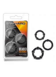 Набор из 3 чёрных эрекционных колец Stay Hard Beaded Cockrings - Blush Novelties - в Таганроге купить с доставкой