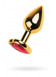 Золотистая анальная пробка с кристаллом-сердцем - 7,5 см. - ToyFa - купить с доставкой в Таганроге