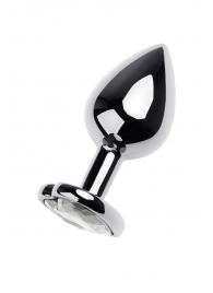 Серебристая анальная пробка с прозрачным кристаллом-сердцем - 8 см. - ToyFa - купить с доставкой в Таганроге