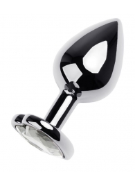 Серебристая анальная пробка с прозрачным кристаллом-сердцем - 8 см. - ToyFa - купить с доставкой в Таганроге